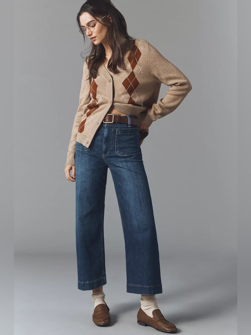 Maeve Colette High-Rise Wide-Leg Cropped Jeans Size 27